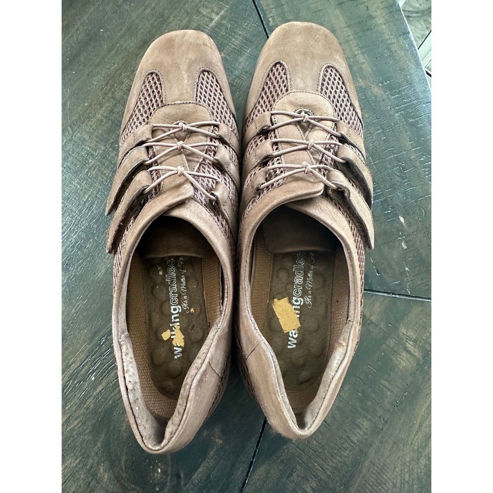 Walking Cradles Brown Nubuck Mesh Bungee Lace Walking Shoes Sneakers